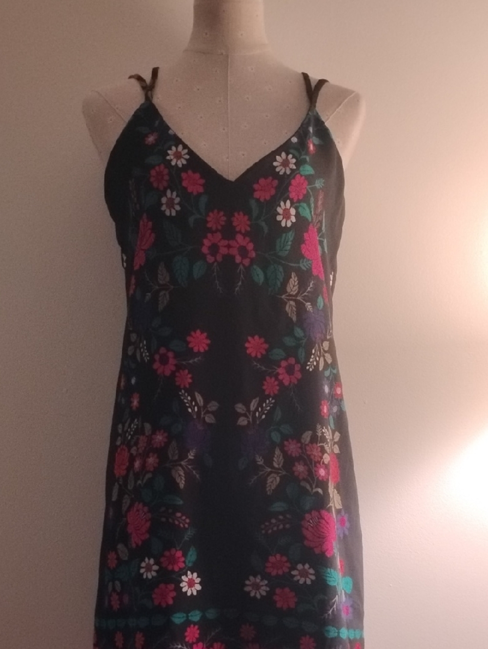 Xhilaration Black Floral Mini Dress with Vibrant Floral Accents